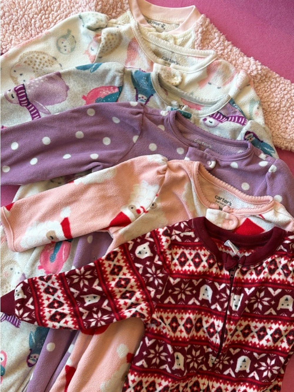 Toddler Baby Girls Fleece Footed Pajamas